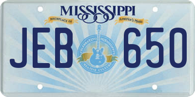 MS license plate JEB650