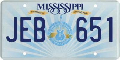 MS license plate JEB651
