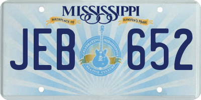 MS license plate JEB652