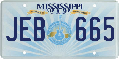 MS license plate JEB665