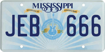 MS license plate JEB666