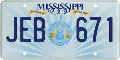 MS license plate JEB671