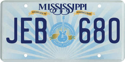 MS license plate JEB680