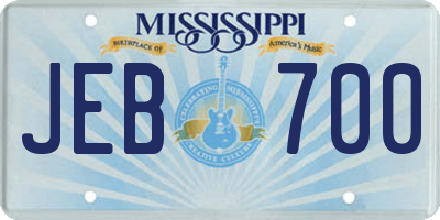 MS license plate JEB700