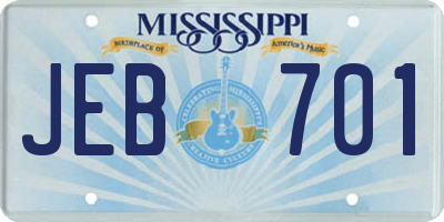 MS license plate JEB701