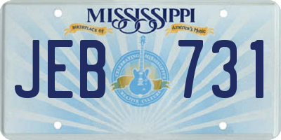 MS license plate JEB731