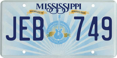 MS license plate JEB749