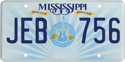 MS license plate JEB756