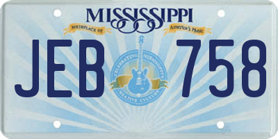 MS license plate JEB758