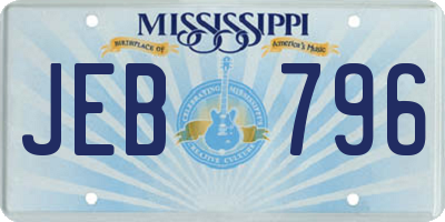 MS license plate JEB796