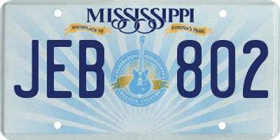 MS license plate JEB802
