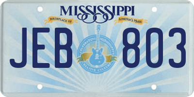 MS license plate JEB803