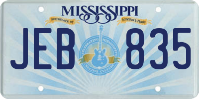 MS license plate JEB835