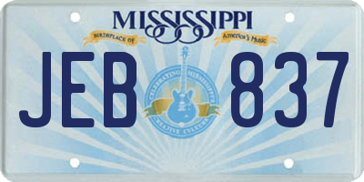 MS license plate JEB837
