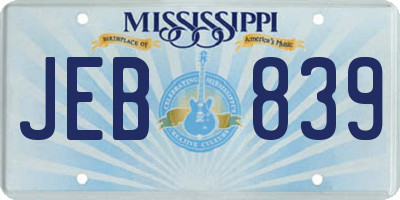 MS license plate JEB839