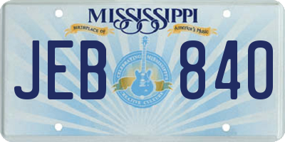 MS license plate JEB840