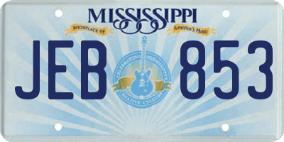 MS license plate JEB853
