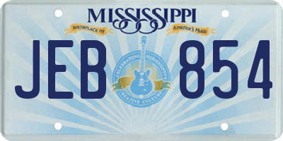 MS license plate JEB854