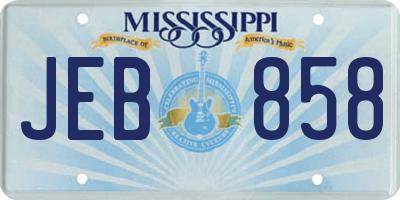 MS license plate JEB858