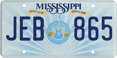 MS license plate JEB865