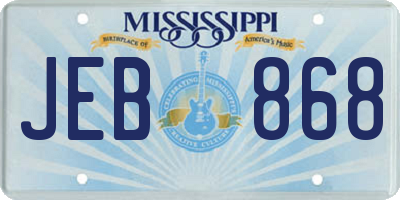 MS license plate JEB868