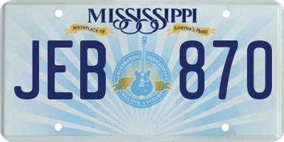MS license plate JEB870