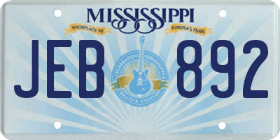 MS license plate JEB892
