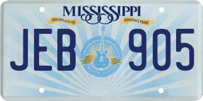 MS license plate JEB905