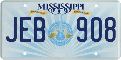 MS license plate JEB908