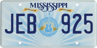 MS license plate JEB925