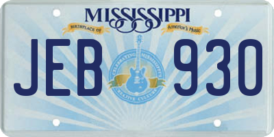 MS license plate JEB930