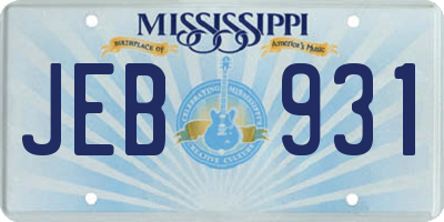 MS license plate JEB931