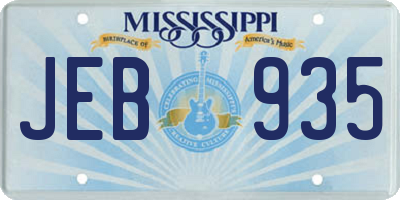 MS license plate JEB935