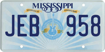 MS license plate JEB958