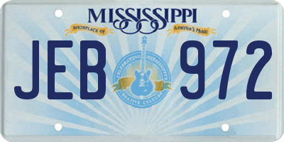 MS license plate JEB972