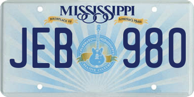 MS license plate JEB980