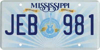 MS license plate JEB981