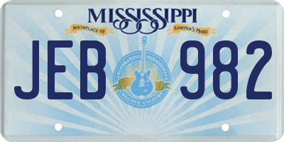 MS license plate JEB982