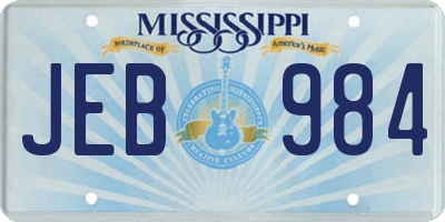 MS license plate JEB984