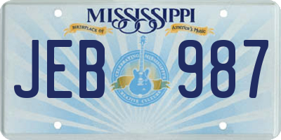 MS license plate JEB987