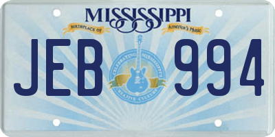 MS license plate JEB994