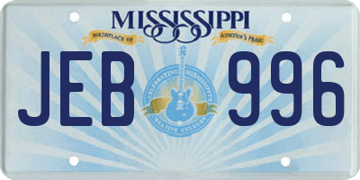 MS license plate JEB996
