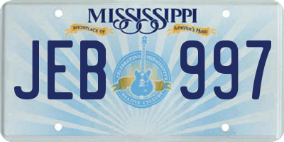 MS license plate JEB997