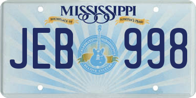 MS license plate JEB998