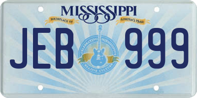 MS license plate JEB999