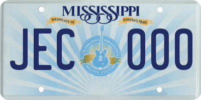 MS license plate JEC000