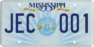MS license plate JEC001