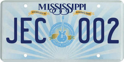MS license plate JEC002