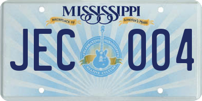 MS license plate JEC004