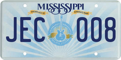 MS license plate JEC008